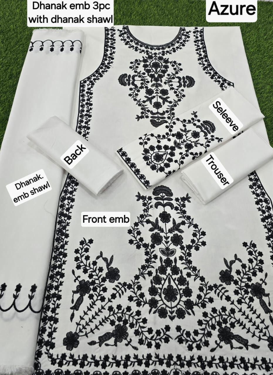 DHANAK EMB 3pc DHANAK EMB DUPPATA