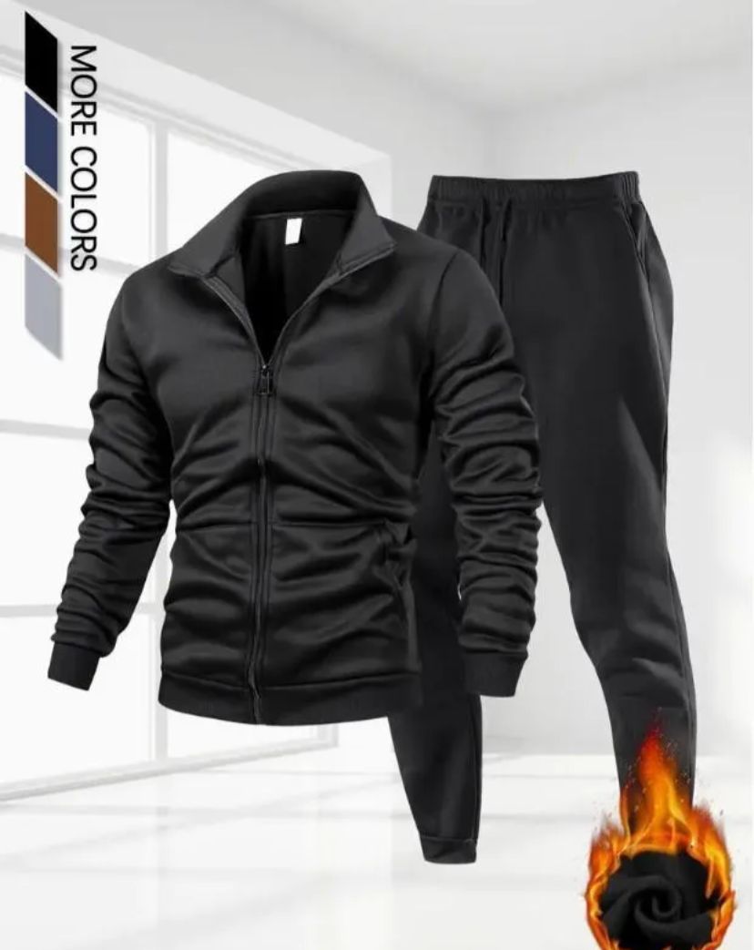 2 pcs Men’s Fleece Plain Zipper Track suit | winter session