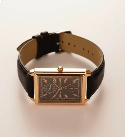 TOMI Classic Quartz Men's Watch with Leather Strap