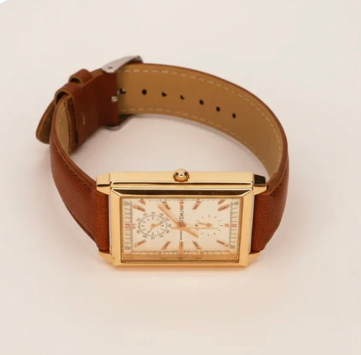 TOMI Classic Quartz Men's Watch with Leather Strap