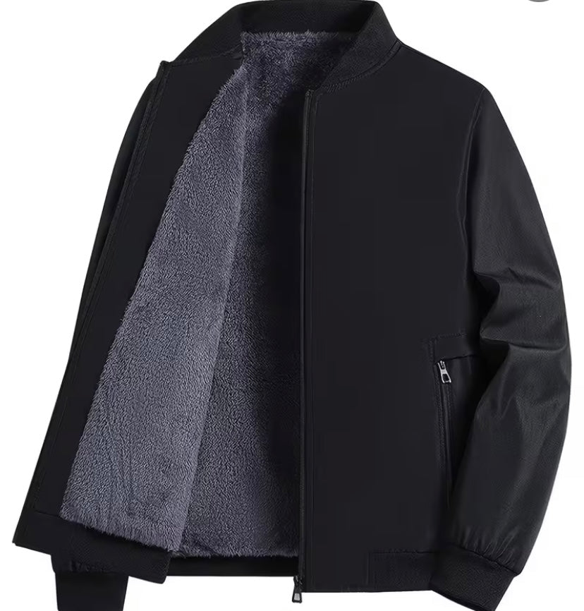 Men's Winter Insulated Full-Zip Jacket with Fleece Lining