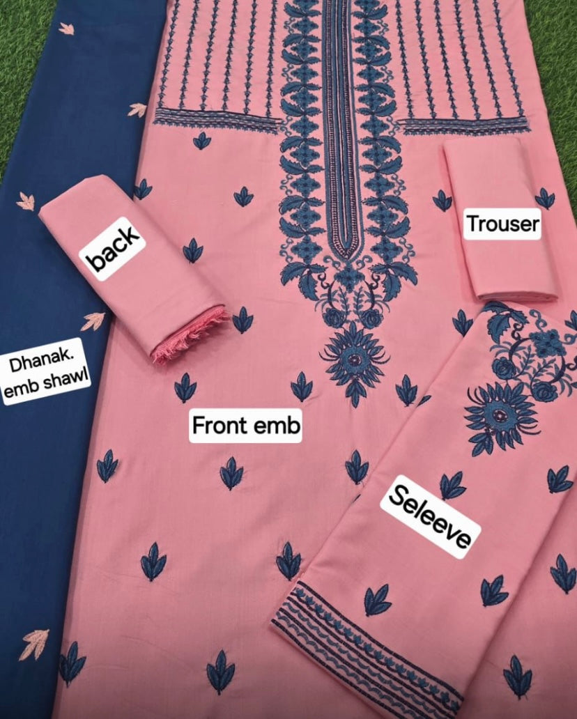 DHANAK EMB 3pc WITH DHANAK EMB DUPPATA