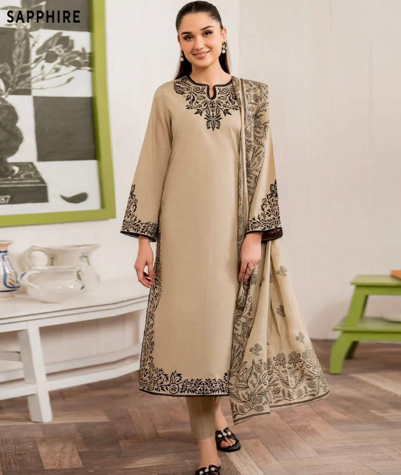 DHANAK EMB 3pc WITH DHANAK EMB DUPPATA