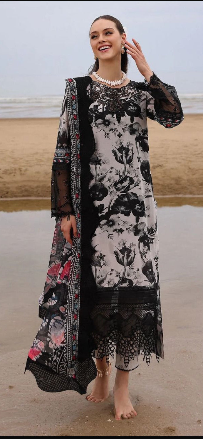 Lawn woman dress With Chiffon Dupatta