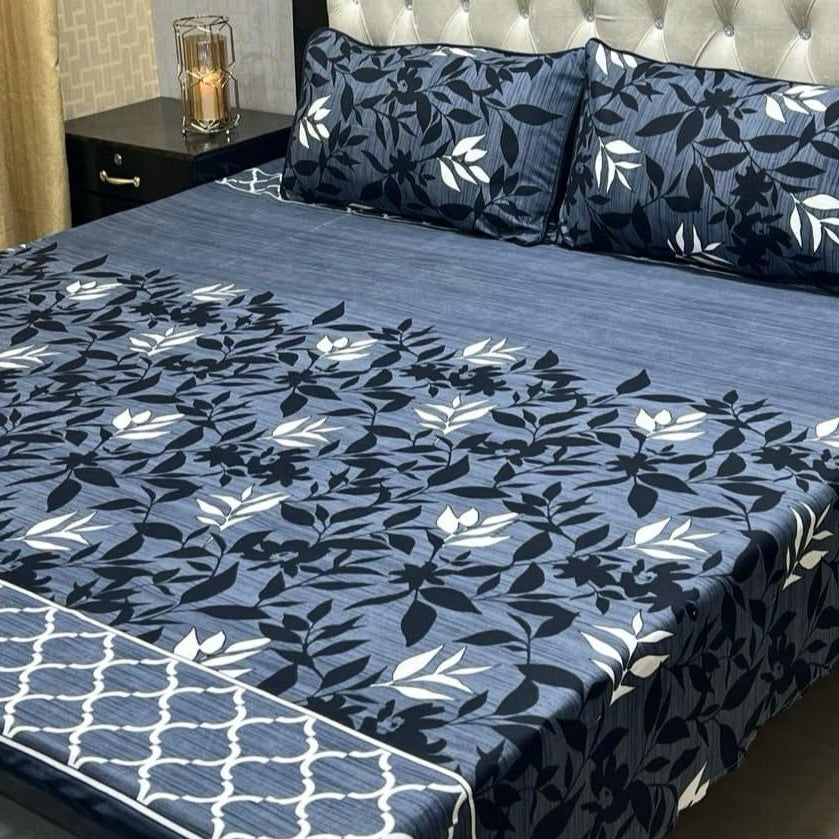 3 pcs crystal cotton printed double Bedaheet